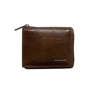 A brown leather wallet for a man with a zipper vyobraziť