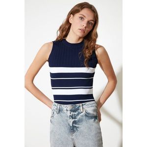 Trendyol Navy Blue Striped Knitwear Blouse vyobraziť