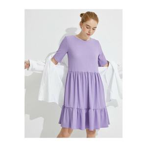 Koton Women's Purple Short Sleeve Crew Neck Dress vyobraziť