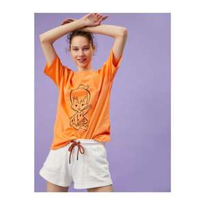 Koton Women's Orange Flintstones Licensed Cotton T-Shirt vyobraziť