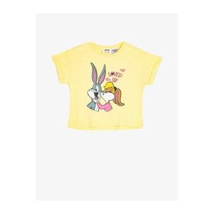 Koton Girl's Yellow Warner Bros Licensed Short Sleeve Bugs Bunny Printed T-Shirt vyobraziť