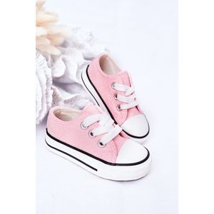 Children's Glitter Sneakers Pink Bling-Bling vyobraziť