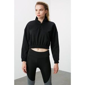 Trendyol Black ZipperEd Upright Neck Line Crop Knitted Sweatshirt vyobraziť