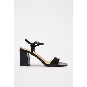 Trendyol Black Flat Toe Crocodile Detailed Women's Classic Heeled Shoes vyobraziť