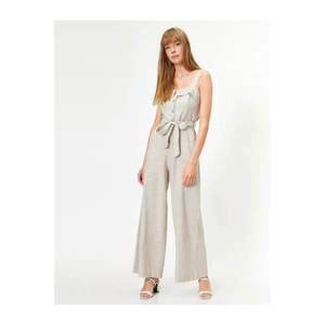 Koton Women's Ecru Strap Striped Waistband Jumpsuit vyobraziť