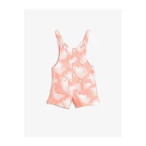 Koton Girl Pink Patterned Flowy Fabric Front Pocket Detailed Short Sort Jumpsuit vyobraziť