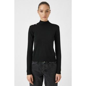 Koton Women's Black Fisherman Collar Button Detail Sweater vyobraziť