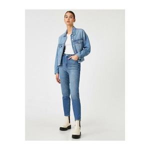 Koton Women's Blue Cotton High Waist Mom Jeans vyobraziť