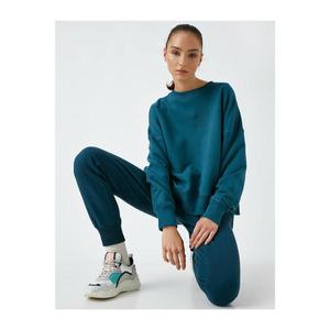 Koton Printed Sweatshirt With Women's Green Cotton Bike Collar vyobraziť