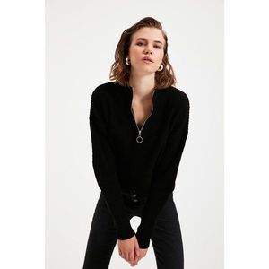 Trendyol Black Zipper Detailed Knitwear Sweater vyobraziť