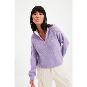 Trendyol Lilac Zipper Detailed Knitwear Sweater vyobraziť