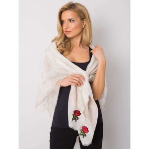 Women's beige scarf with colorful patches vyobraziť