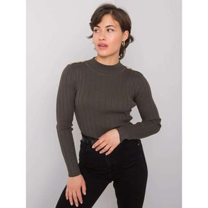 Khaki women's striped sweater vyobraziť