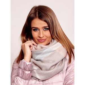 Knitted women's gray-pink scarf vyobraziť