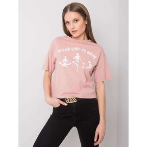 RUE PARIS Dirty pink t-shirt with a print vyobraziť