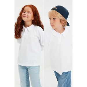 Trendyol White 2-Pack Unisex Polo Neck Knitted T-Shirt vyobraziť