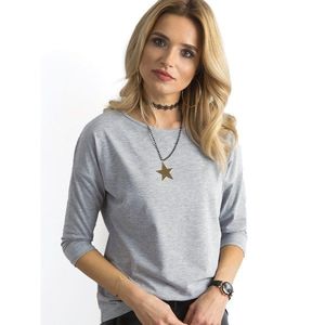 Basic melange blouse with 3/4 sleeves gray vyobraziť