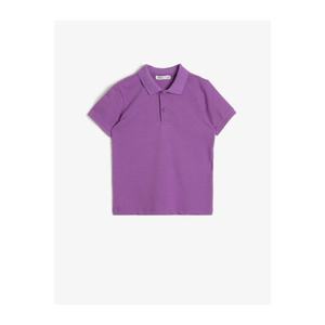 Koton Boys Purple Basic Cotton Sleeve Tricot Detailed Polo Pique T-Shirt vyobraziť