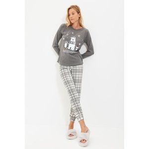 Trendyol Smoked Knitted Printed Pajamas Set vyobraziť