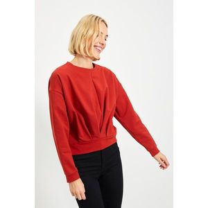 Trendyol Cinnamon Pleat Detailed Basic Knitted Thin Sweatshirt vyobraziť