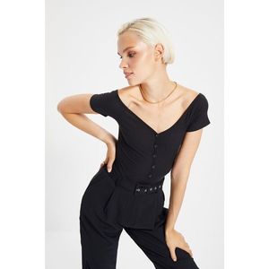 Trendyol Black Button Detailed Knitted Body vyobraziť