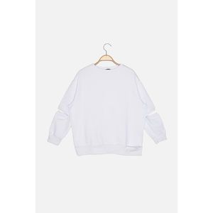 Trendyol White Cut Out Detailed Knitted Sweatshirt vyobraziť