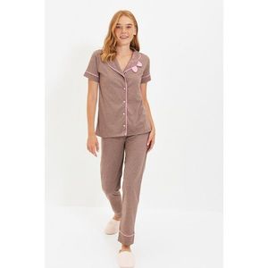 Trendyol Brown Collar Detailed Knitted Pajamas Set vyobraziť