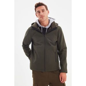 Trendyol Khaki Men's Zippered Detachable Hooded Coat vyobraziť