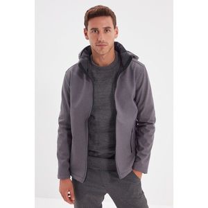 Trendyol Gray Men's Zippered Detachable Hooded Coat vyobraziť