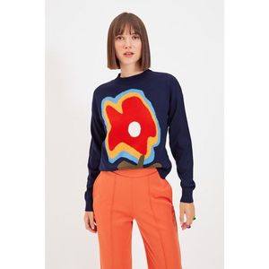 Trendyol Navy Blue Jacquard Knitwear Sweater vyobraziť
