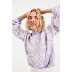 Trendyol Lilac Jacquard Knitwear Sweater vyobraziť