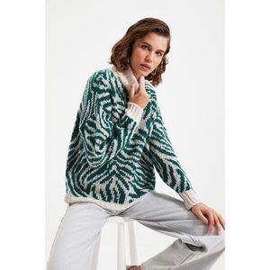 Trendyol Stone Turtleneck Jacquard Knitwear Sweater vyobraziť