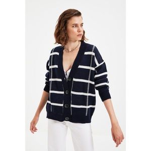 Trendyol Navy Blue Button Detailed Striped Knitwear Cardigan vyobraziť