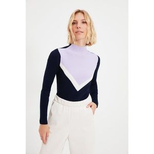 Trendyol Lilac Color Block Knitwear Pullover Sweater vyobraziť