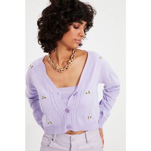 Trendyol Lilac Knitted Detailed Blouse Knitwear Cardigan vyobraziť