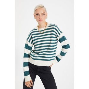 Trendyol Green Striped Knitwear Sweater vyobraziť