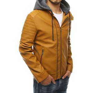 Men's khaki leather jacket Dstreet TX3768 vyobraziť