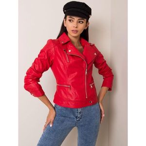 Red eco-leather biker jacket vyobraziť