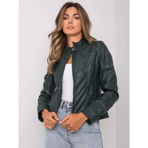 Dark green faux leather jacket vyobraziť