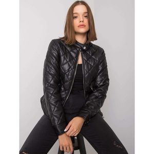 Black quilted jacket made of ecological leather vyobraziť