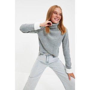 Trendyol Gray Turtleneck Knitwear Sweater vyobraziť