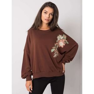 Dark brown sweatshirt without a hood with applications vyobraziť