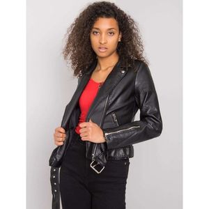 Black ladies biker jacket made of eco-leather vyobraziť
