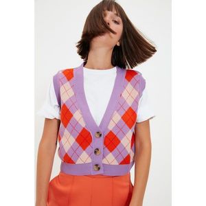 Trendyol Purple Buttoned Crop Knitwear Sweater vyobraziť