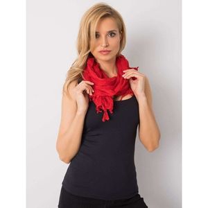 Women's red scarf with fringes vyobraziť