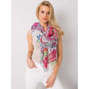 Ladies' gray and fuchsia scarf with colorful prints vyobraziť