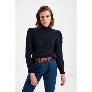 Trendyol Navy Blue Straight Collar Knitwear Sweater vyobraziť