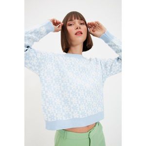 Trendyol Light Blue Jacquard Crew Neck Knitwear Sweater vyobraziť