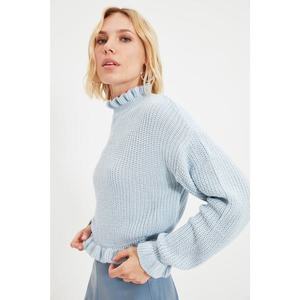 Trendyol Light Blue Ruffle Detailed Knitwear Sweater vyobraziť