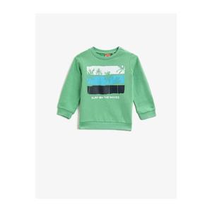 Koton Baby Boy Green Printed Cotton Crew Neck Long Sleeve Sweatshirt vyobraziť